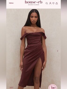 house of cb Size: S RHODA Raisin Off Shoulder Corset Dress NEW NEVER WORN!